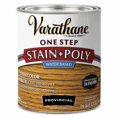 One Step Stain & Polyurethane, Water-Based Semi Gloss, Provincial, Qt.