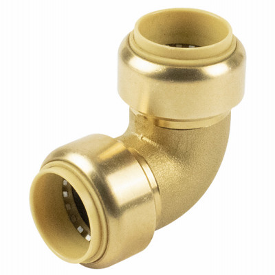 90 Degree Push On Pipe Elbow, 1/2 In. Brass