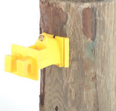 Electric Fence Insulator, Snug-Fit on Wood Post, With Nail, Yellow 25-Pk.