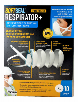 N95 Valve Dust Masks, XL, 10-Pk.