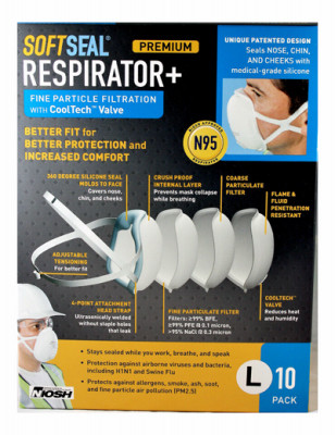 N95 Valve Dust Masks, L, 10-Pk.