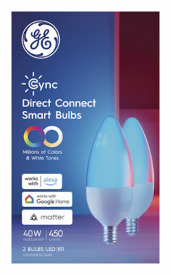 GE CYNC Smart LED Light Bulb, 5.5W, B11, Candelabra Base, Dimmable, Millions of Colors