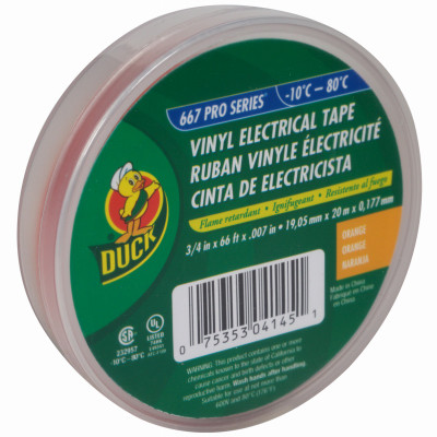 Vinyl Electrical Tape, Orange, .75 In. x 66 Ft.