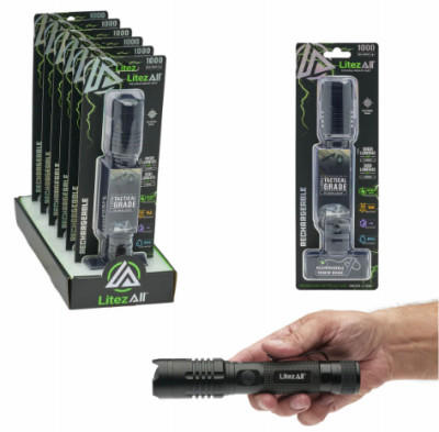 LitezAll  1000 Lumen Rechargeable Tactical Flashlight (6 pieces)