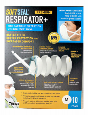 N95 Valve Dust Masks, XL, 10-Pk.