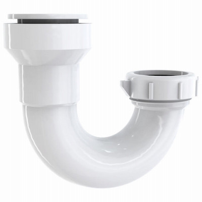 Insta-Plumb Push-Fit Bathroom Sink J-Bend, White, 1-1/2 In.