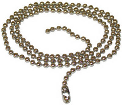 Beaded Chain With Connector, Brass-Plated Steel, 3 Ft.