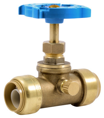 Push Fit Stop Valve With Drain, 3/4 In.