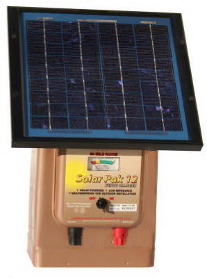 Electric Fence Charger, 30-Mile, Low Impedance, Solar Pak, 12-Volt Battery