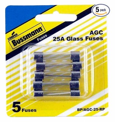 Ferrule Fuse, 25-Amp, 1/4 x 1-1/4 In., 5-Pk.