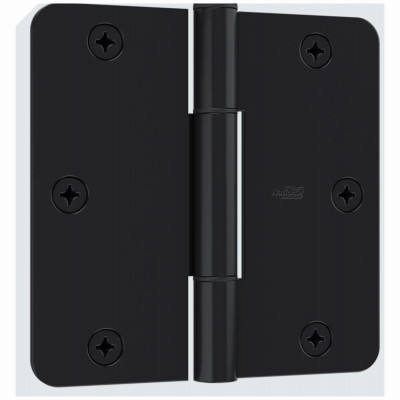 SqueakGuard Door Hinges, 1/4 In. Round Corners, Matte Black, 3-1/2 In., 3-Pk.