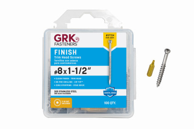 GRK Finish/Trim 305 Stainless Steel #8 x 1-1/2" Screws 100-Ct.