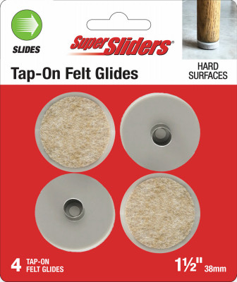 Super Sliders 1-1/2" Felt Tap-On Glides 4 pack