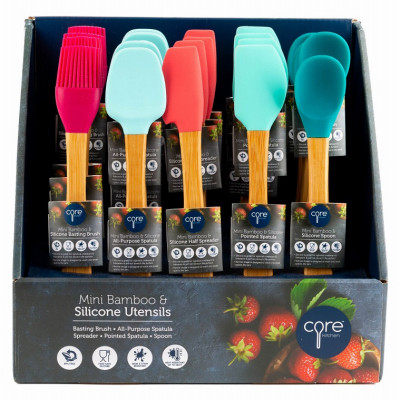 Bamboo + Silicone Mini Utensils, Assorted Tools (20 pieces)