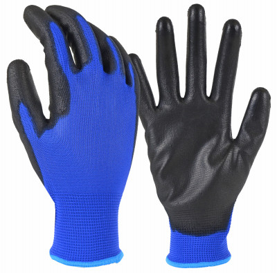 Polyurethane-Coated Work Glove, Blue, Men's M