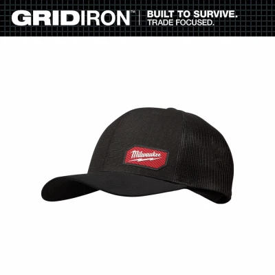 GridIron Logo Trucker Hat, Adjustable Snapback, Black