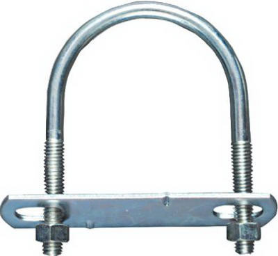 U Bolt with Plate & Hex Nuts, #652 Zinc, 3/8 x 3 x 4-1/2 In.