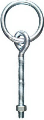 Eye Bolt Hitching Ring, Zinc, 3/8 x 5-1/8 In.