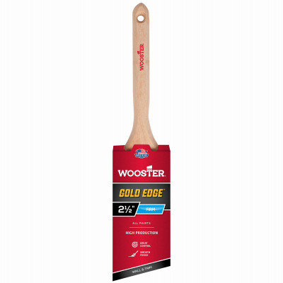 Gold Edge Paint Brush, Angle Sash, White & Gold, 2.5-In.