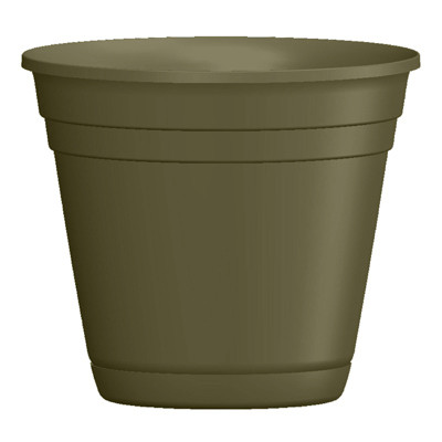Riverland Planter With Saucer, Olive Green Resin, 16 In.