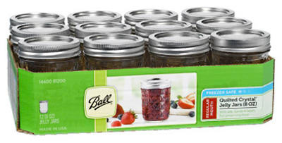 Quilted Crystal Glass Jelly Jars, Regular-Mouth, 8 oz., 12-Pk