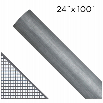 Fiberglass Screen Cloth, Gray, 18 x 16 Mesh, 24 In. x 100 Ft.