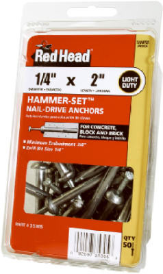 Hammer-Set Nail Drive Anchors, 1/4 x 2 In., 50-Pk.