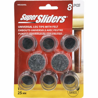 Super Sliders 1 In. Round Felt Silicone Furniture Leg Tips (8-Pack)