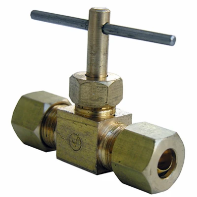 Straight Needle Valve, Brass, Compression, 1/4 x 1/4-In.