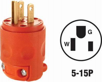 15A ORG GRD CORD PLUG