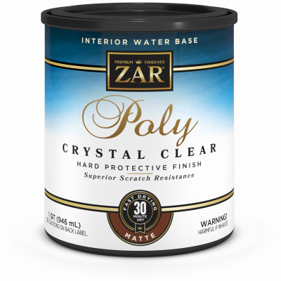 Interior Polyurethane, Water Based, Crystal Clear Matte, Qt.