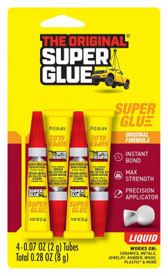 Super Glue Original Formula, Clear, 2 Gram Tubes, 4-Pk.