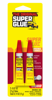 Super Glue Original Formula, Clear, 2 Gram Tubes, 2-Pk.