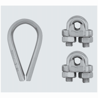 Cable Clamp Kit, Stainless Steel, 3/32 x 1/8 In.