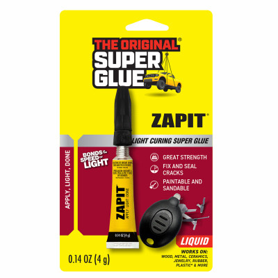 Super Glue Zap It Light Curing Glue, 4 Gram Tube with LED Light