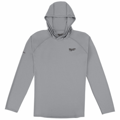 Workskin Hooded Sun Shirt, Long Sleeves, Gray, 2XL