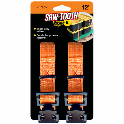 Saw-Tooth Bundle Straps, Orange, 12 Ft., 2-Pk.