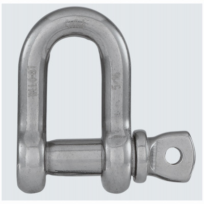 D Shackle, Stainless Steel, 1/4 In.