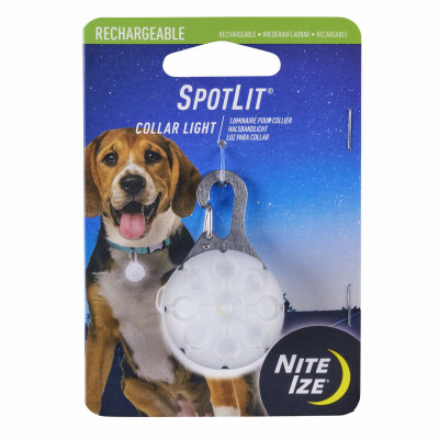 SpotLit Rechargeable Dog Collar Light, White