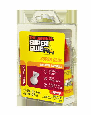 Super Glue Original Formula, Clear, 2 Gram Tubes, 12-Pk. in Reusable Case (6 pieces)