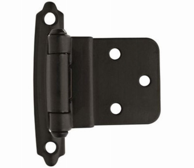 Cabinet Hinge, Self-Closing, Flat Black, 3/8 In. Inset, 2-Pk.
