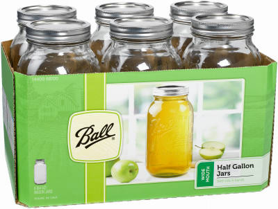 Wide-Mouth Mason Canning Jars with Lids, 64 oz., 6-Pk.