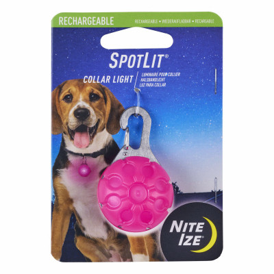 SpotLit Rechargeable Dog Collar Light, Pink