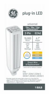 LED Linear CFL Retrofit Light Bulb, G24d base, 11Watts, 3-Color Select