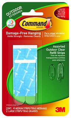 Outdoor Hook Strip Refills, Clear, Medium & Large, 8-Pk.