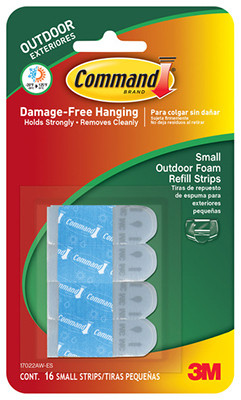 Hook Strip Refills, Outdoor, Small, Foam, 16-Pk.