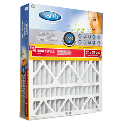 20x25 x 4 In. Honeywell Pleated Air Filter, MERV 13, Electrostatically Charged, 1 Year (3 pieces)