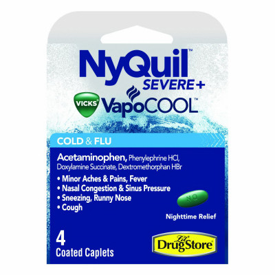 NyQuil Severe Cold & Flu Nighttime Caplets, 4-Ct.