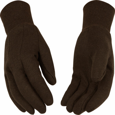 Poly/Cotton Jersey Gloves, Brown, Men's XL, 6-Pk.