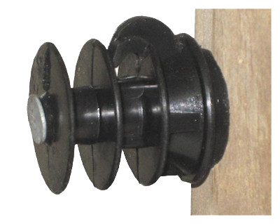 Electric Fence Insulator, Wood Post Multi-Groove, With Nail, Black, 25-Pk.